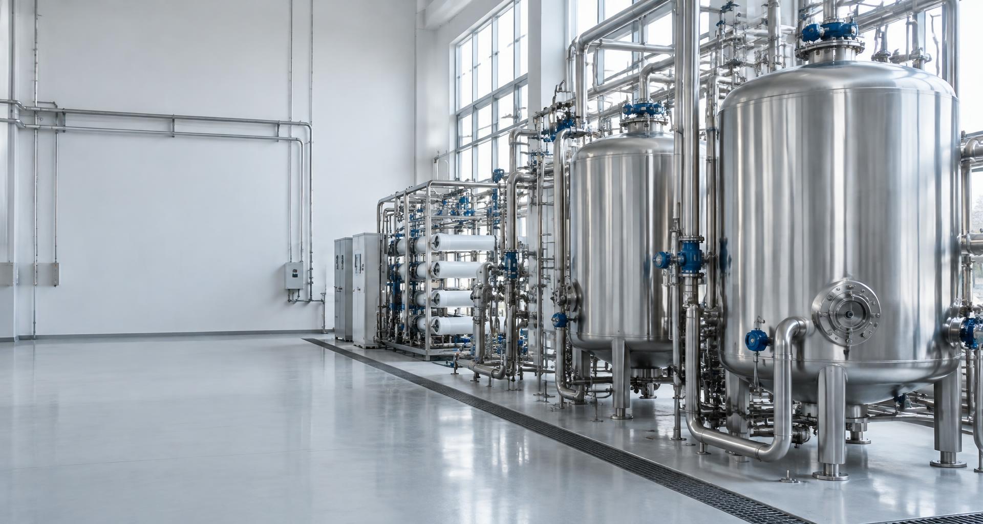 Equipamentos de tratamento de água em ambiente industrial — imagem ilustrativa
